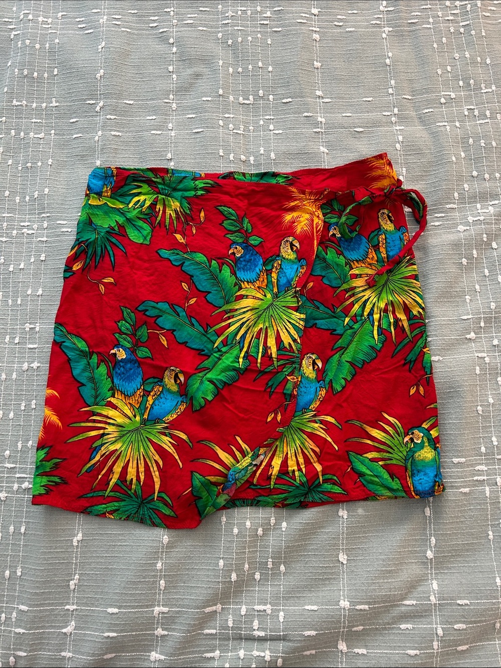 Red Tropical Parrot Wrap Skirt